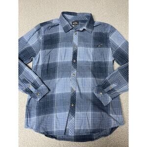 Billabong Flannel Long Sleeve Button up Shirt Men's L‎ Blue Plaid